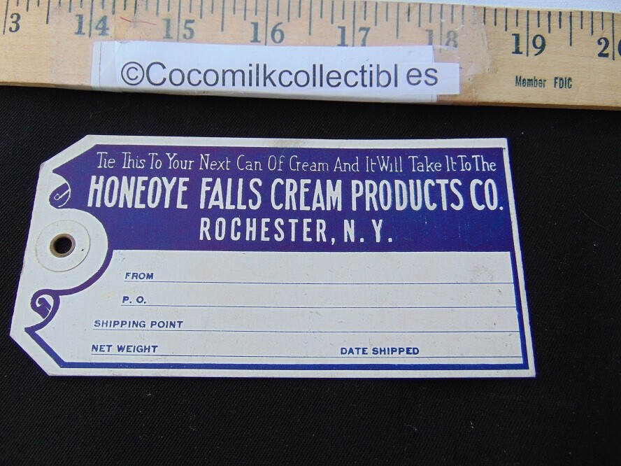 Vintage 1930&rsquo;s Next Can Cream Order Tag Honeoye Falls Cream Prod Rochester NY