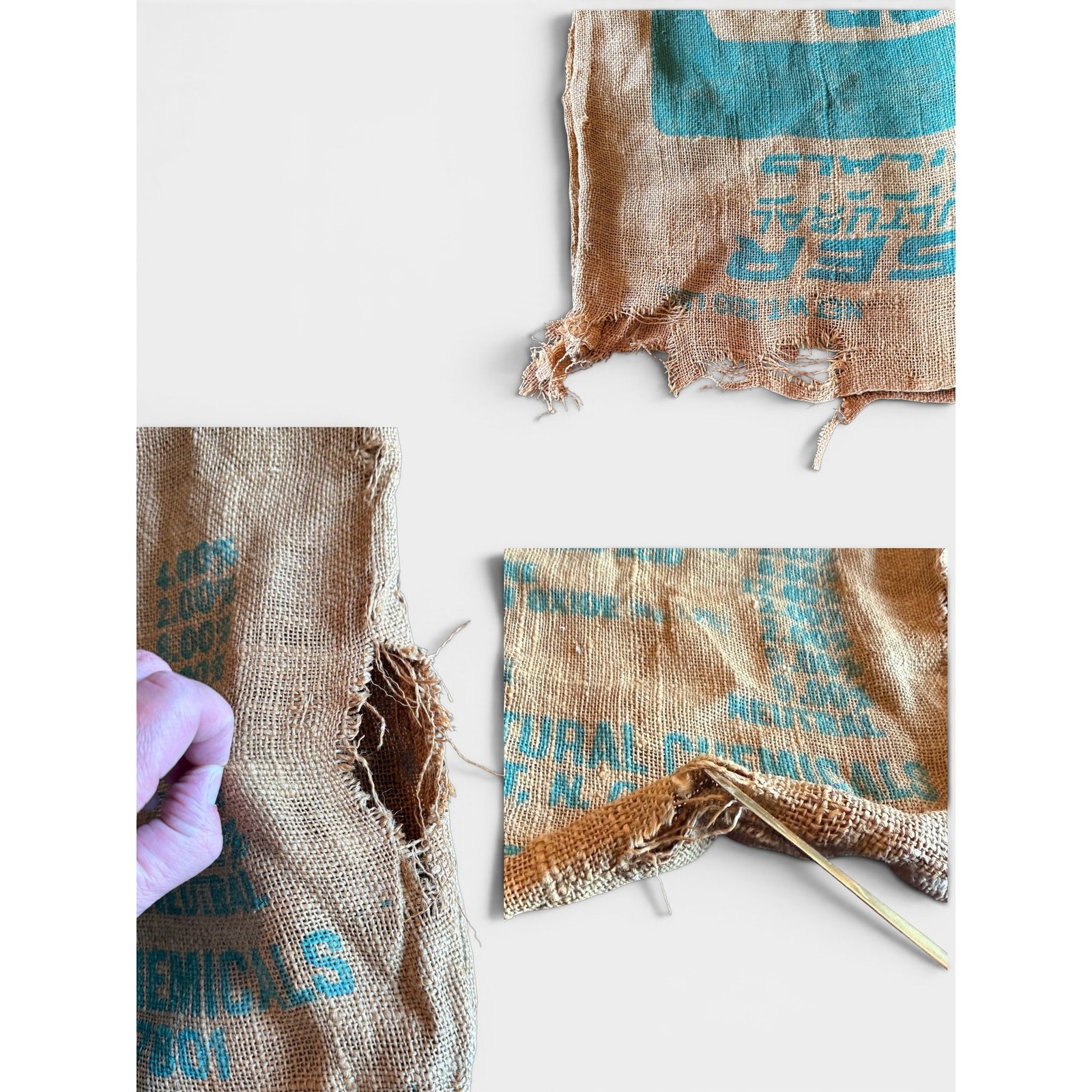 Vintage Tobacco Burlap Sack-Rocky Mount NC-Farmhouse-Textile-Grain Bag-Primitive
