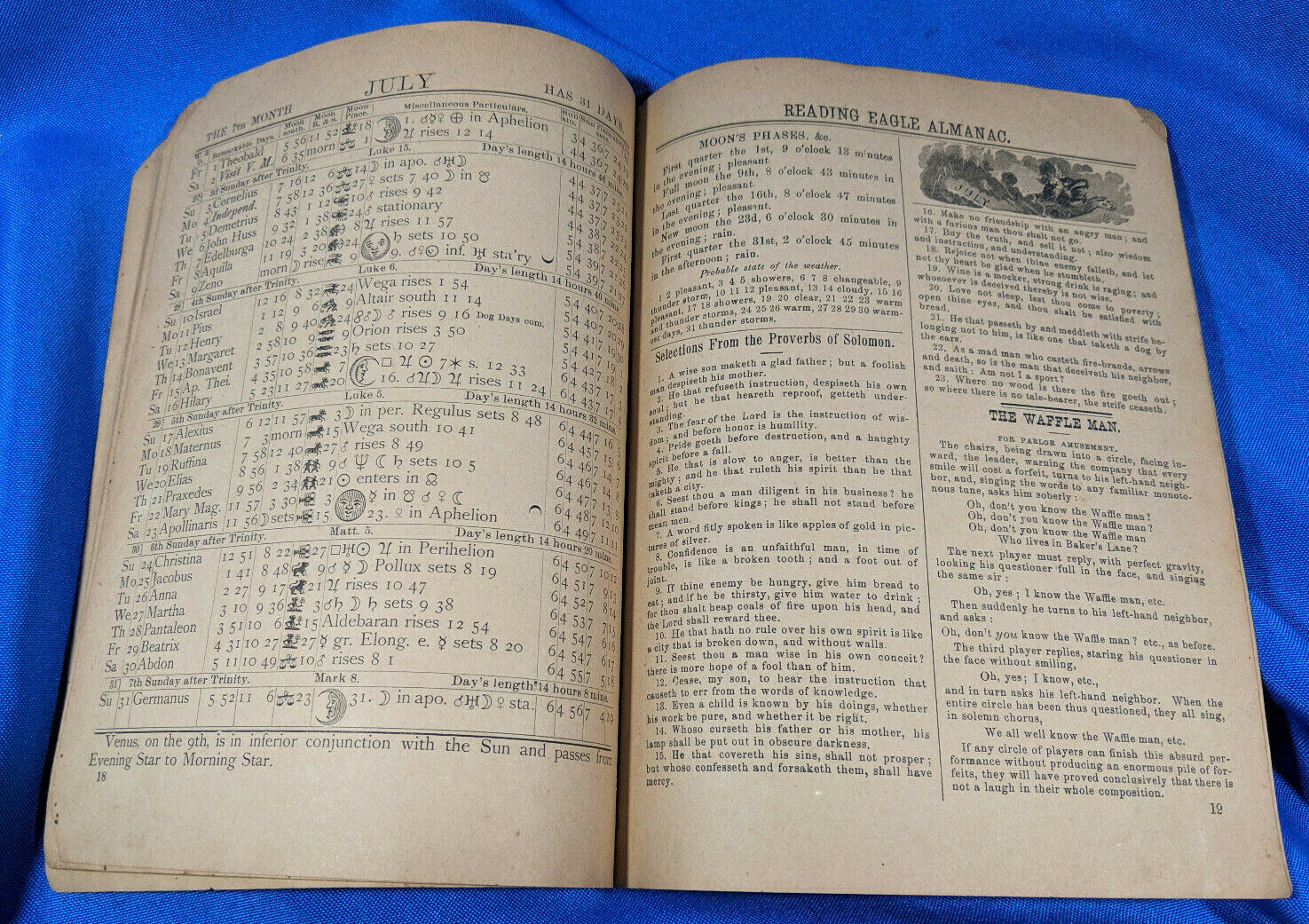 1892 The Rading Eagle Almanac Pennsylvania Framers Agricultural VTG Antique