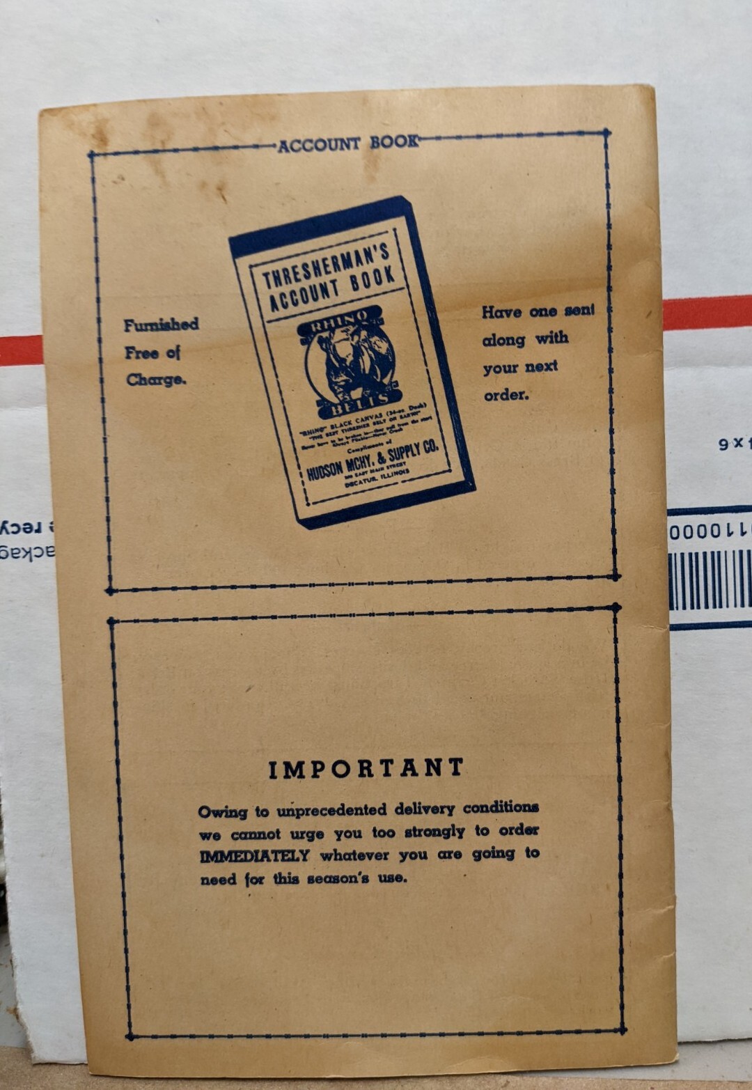 1946 Hudson Machinery & Supply Co Catalog Decatur Illinois IL Thresher Supplies