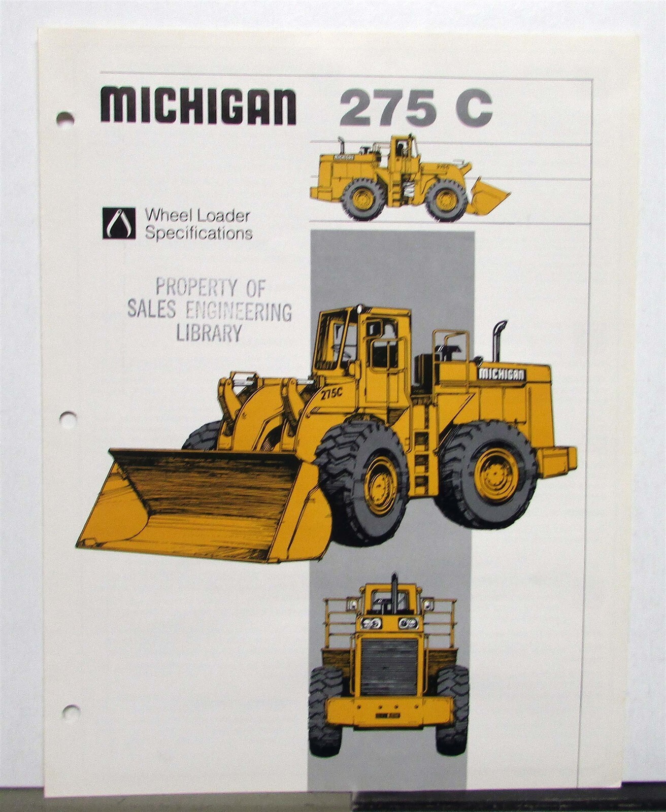 1986 Michigan 275C Wheel Loader Specifications Construction Sales Brochure