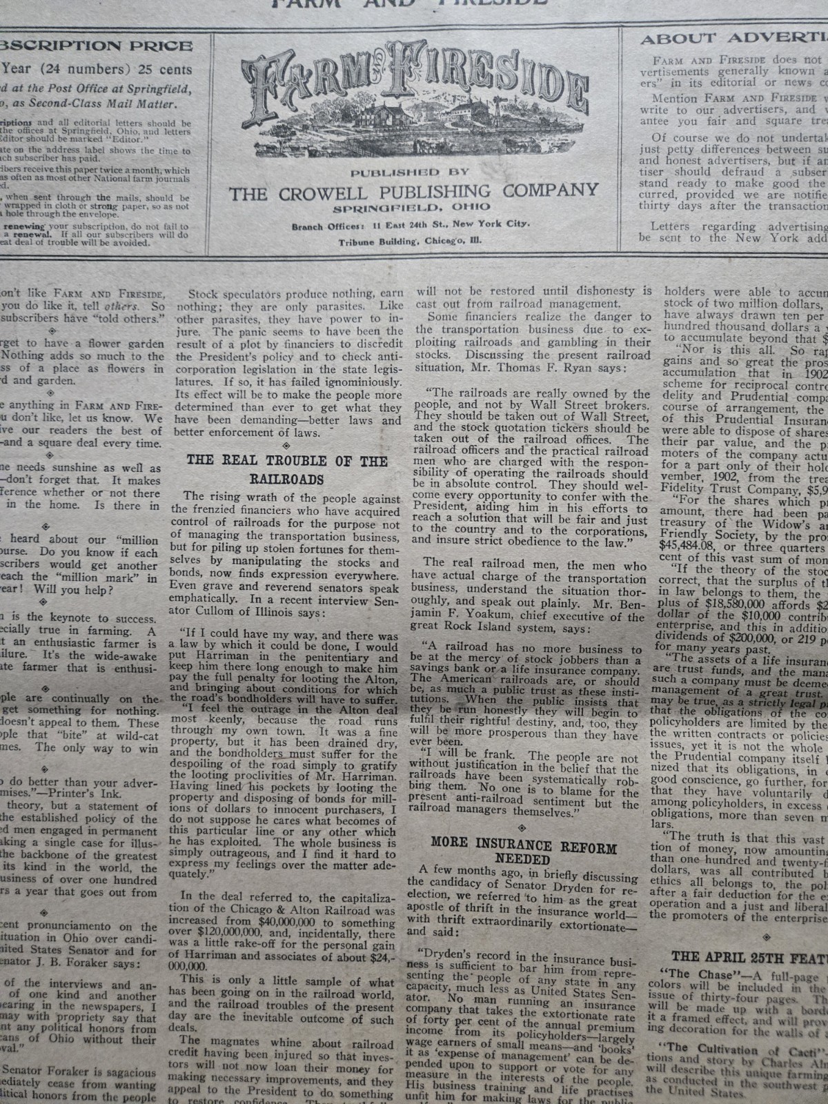 Farm & Fireside Newspaper April 10 1907 Articles Ads Fashion News Humor