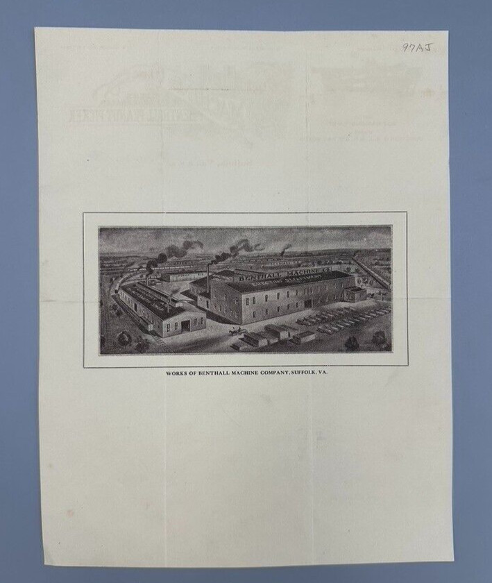 1911 BENTHALL PEANUT PICKER Machinery FARM Advertising Letter SUFFOLK Virginia