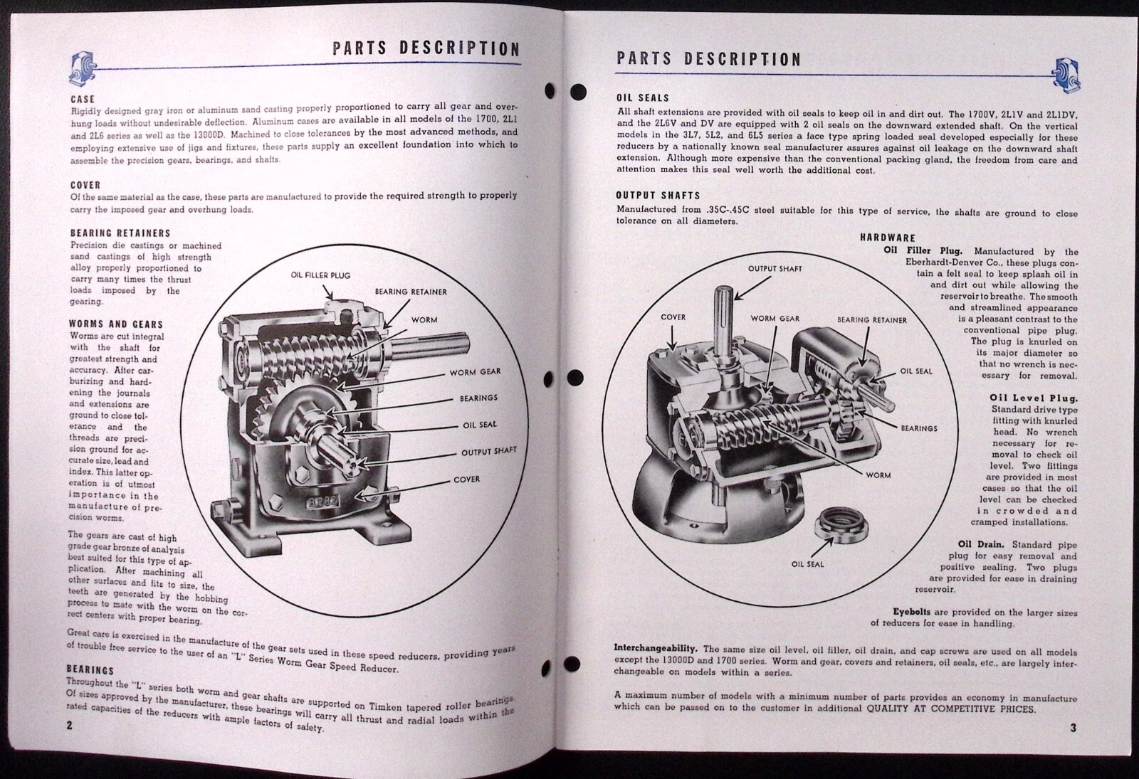 1954 Eberhardt Denver Worm Gear Speed Reducers L Series Catalog 1001