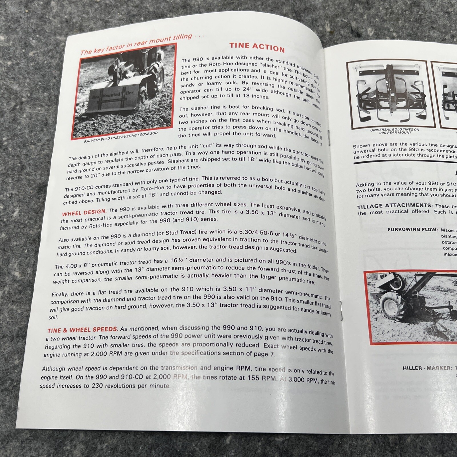 Roto-Hoe 910 990 190 Walk-Behind Tiller Snow Garden Tractor Color Sales Brochure