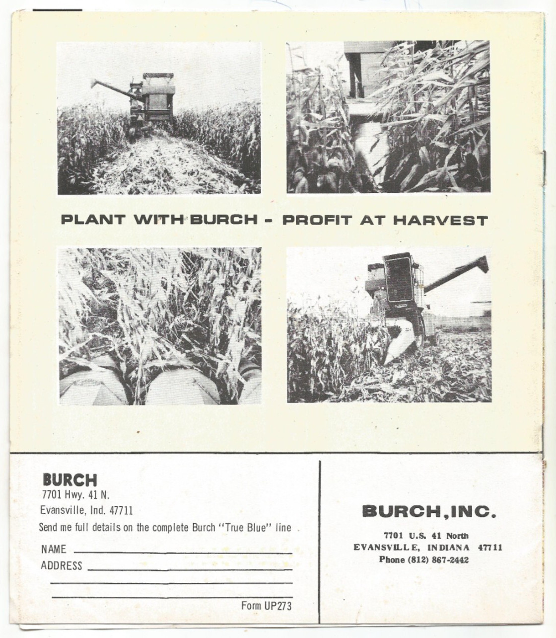 Original Burch Sales Brochure Universal Planter Sales Brochure From # UP273