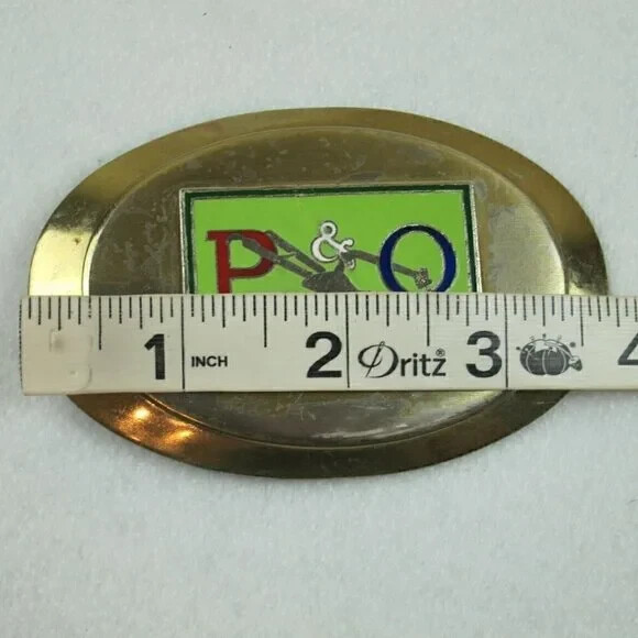 Vintage Belt Buckle P&O Parlin & Orendorff Plow Company Advertising 1970s RARE