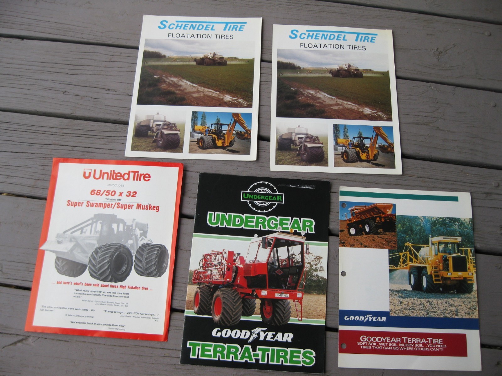 Mix Lot (5) 1980s90s Flotation Tires Brochures – United Schendel Goodyear Terra