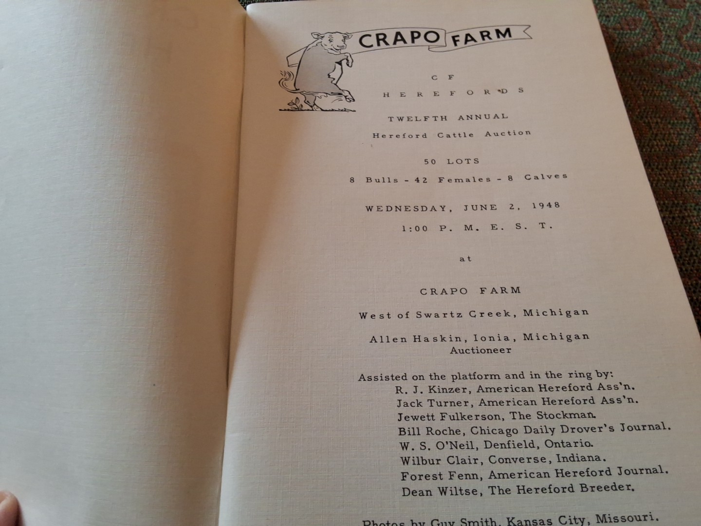 Pair 2 Vintage Crapo Farm Herefords Auction Sale Catalogs Swartz Creek Michigan