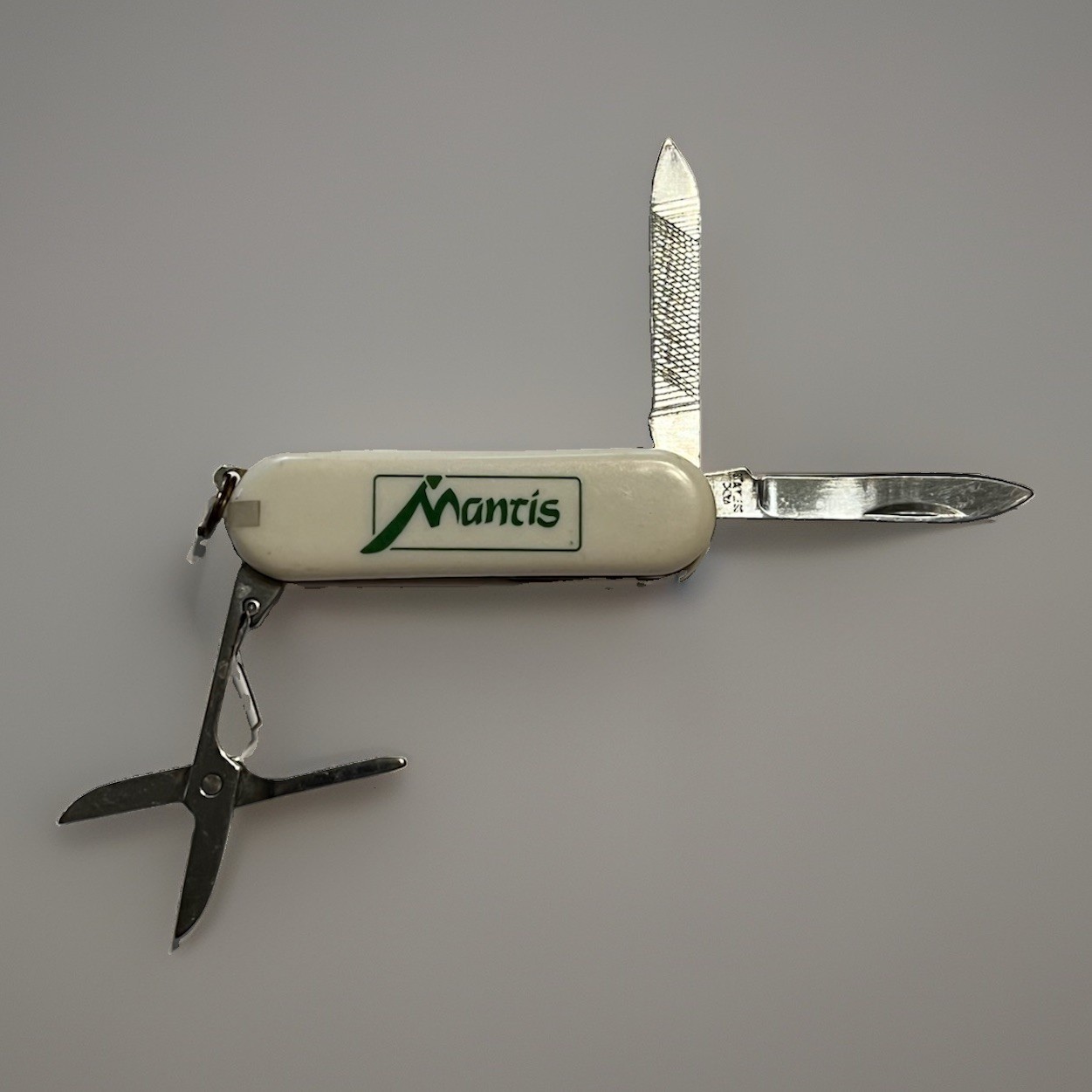 Mantis Tiller Advertising Keychain Mini Pocket Knife Blade File Scissors Tool