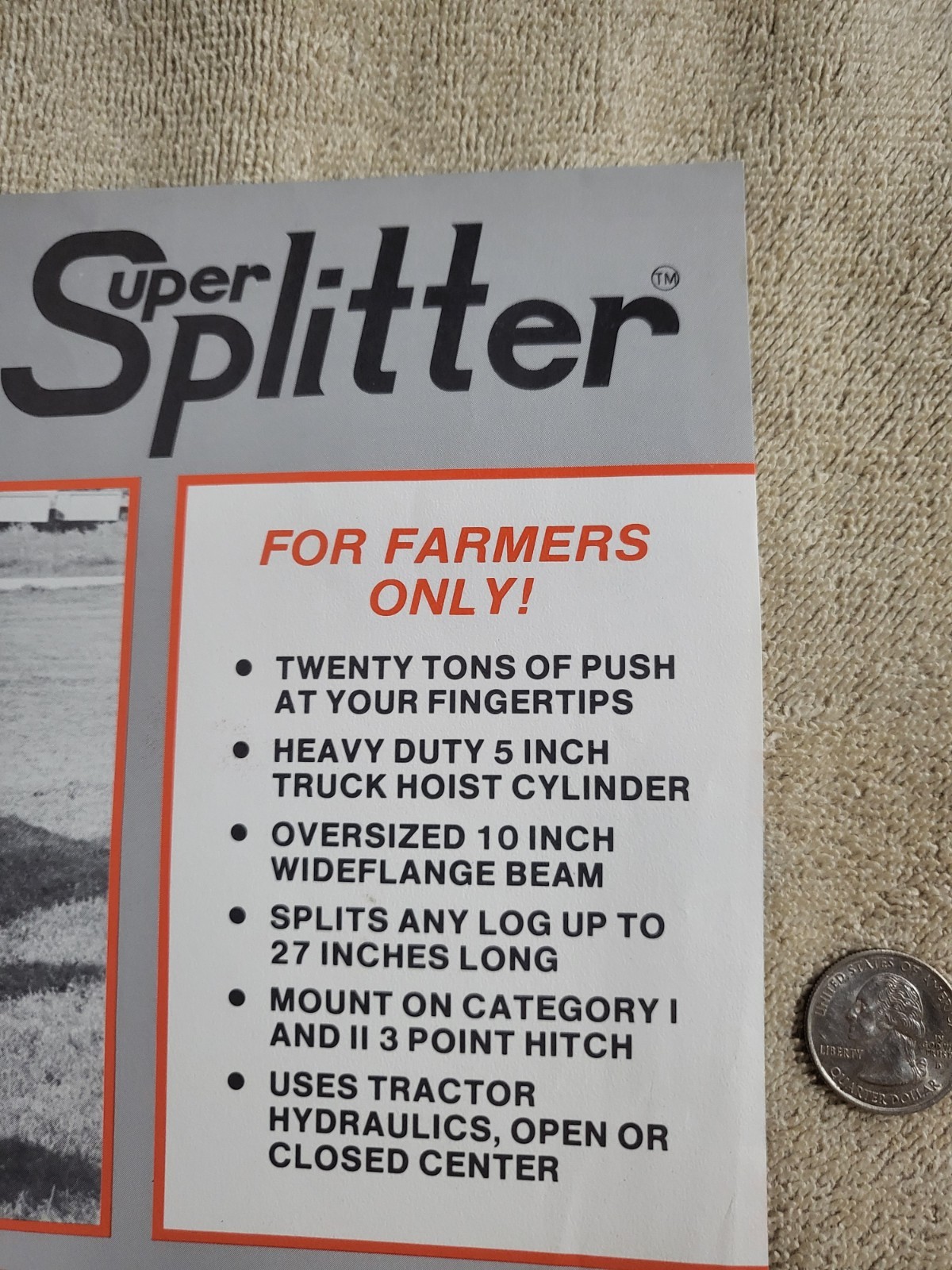 1970s Vintage CRYSTEEL Super Splitter Log Splitter BROCHURE 3-point Tractor