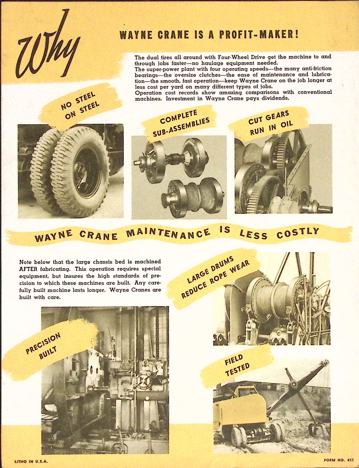 Wayne Crane Model 22 Clamshell Brochure American Steel Dredge Co Ft Wayne IN