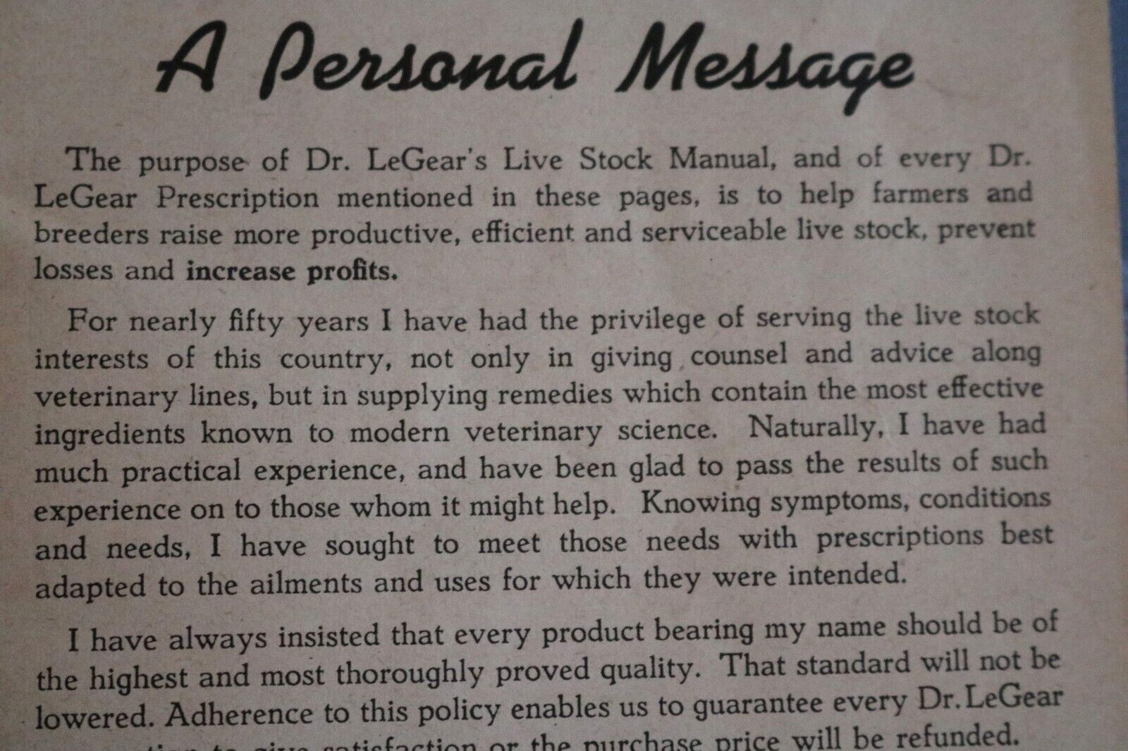 Vintage Dr. LeGear&rsquo;s Live Stock Manual Practical Guide Cows Horses Sheep Hogs