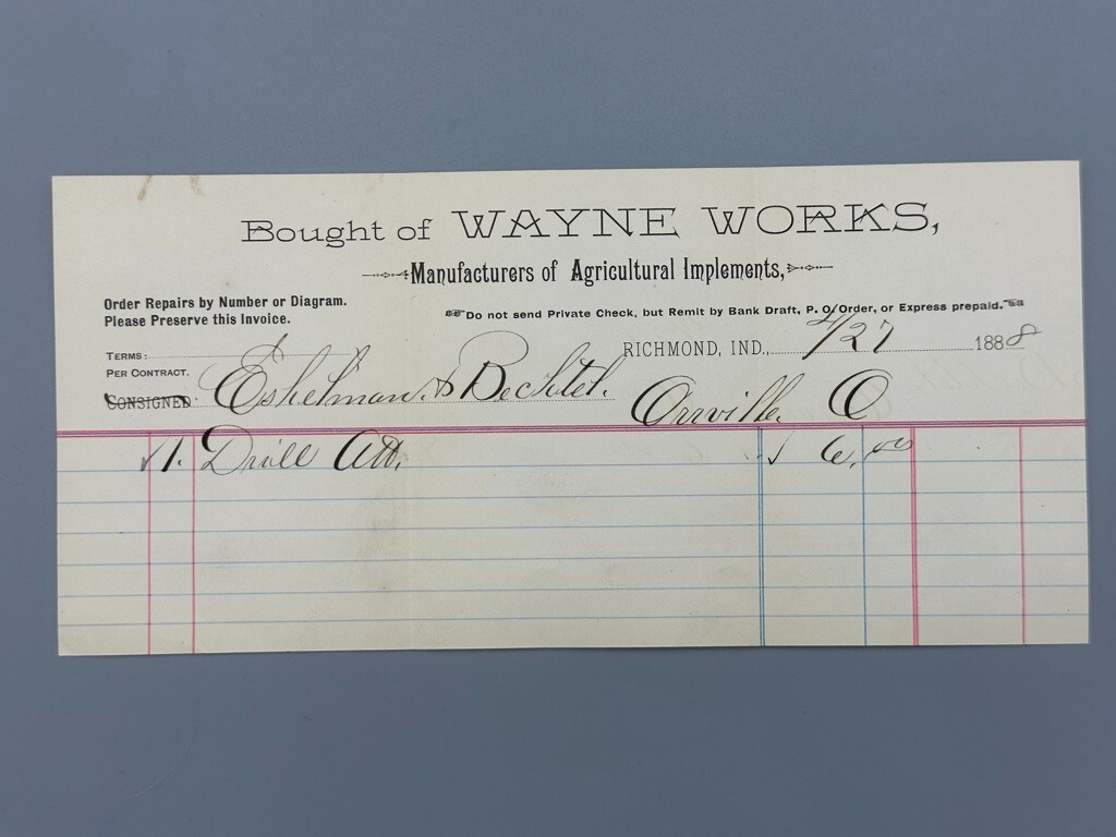1888 & 1902 WAYNE WORKS Grain Drills Wagons FARM Advertising RICHMOND INDIANA