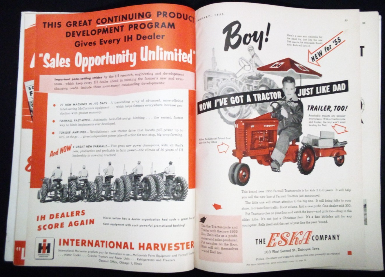 VTG 1955 FARM EQUIPMENT RETAILING MAGAZINE ADVERTISING GREAT AD FARMALL MOLINE F
