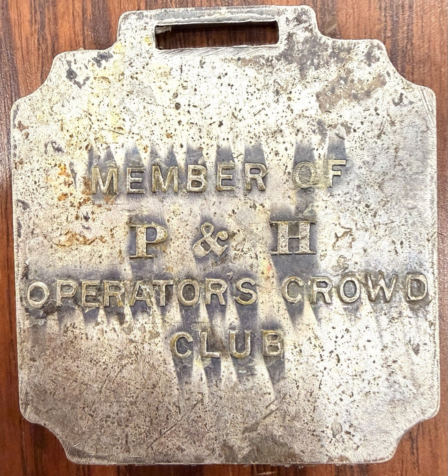 Vintage P&H Operator’s Crowd Club Watch Fob Pendant Crane Enamel Advertising