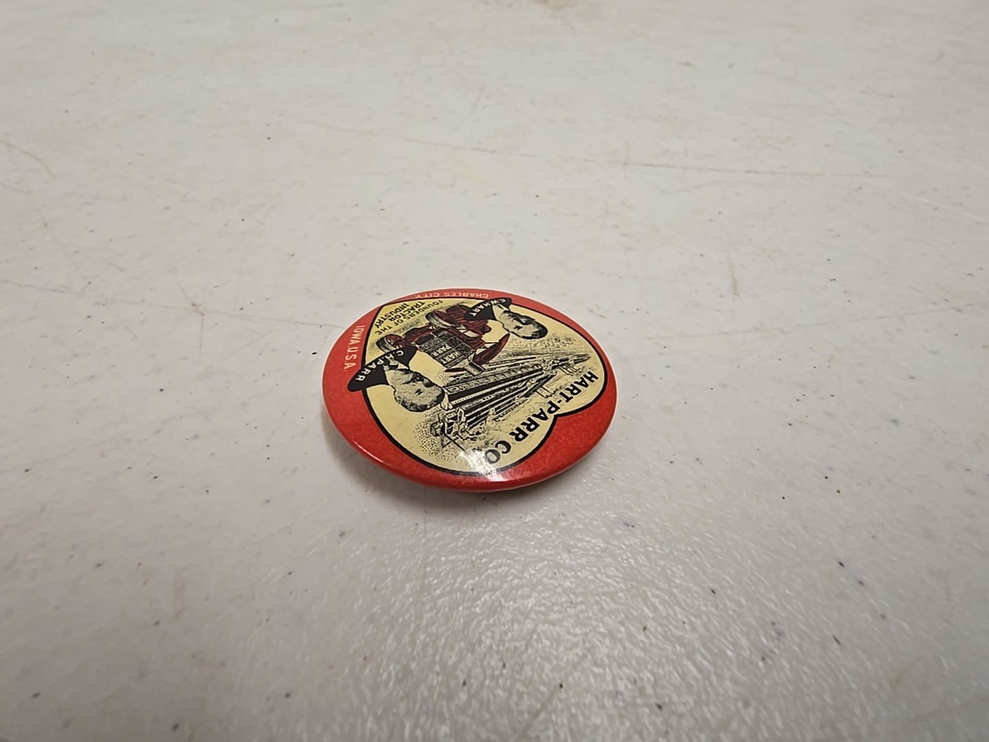 Antique Hart-Parr Charles City Iowa Tractor Industry Founder Celluloid Pinback