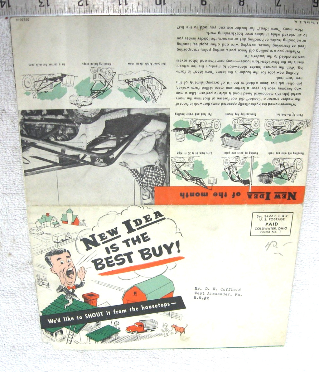 VINTAGE 1950 NEW IDEA FULLINE EQUIPMENT FOLDER BROCHURE