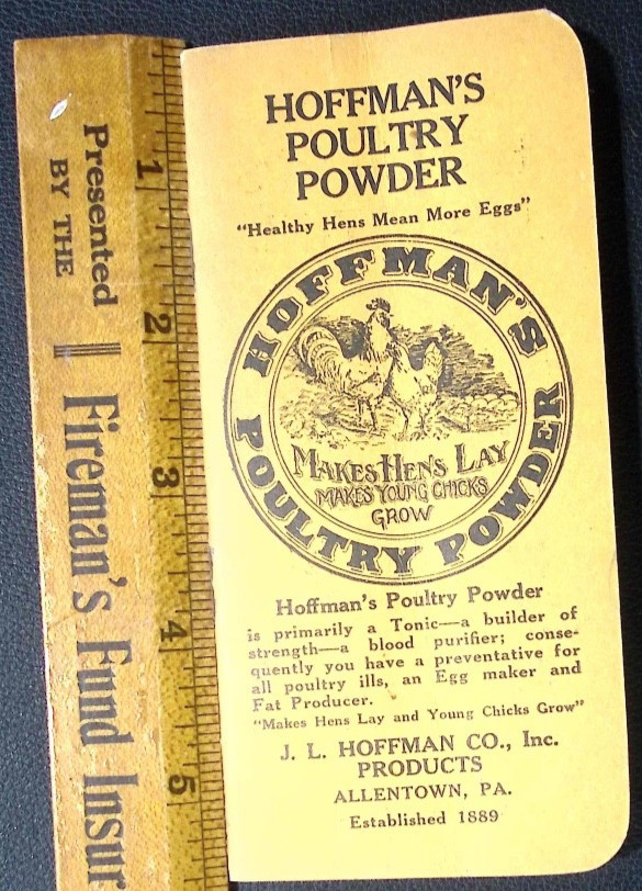 Vintage Hoffman Poultry Powder Advertising Notebook Allentown PA Farm Ad