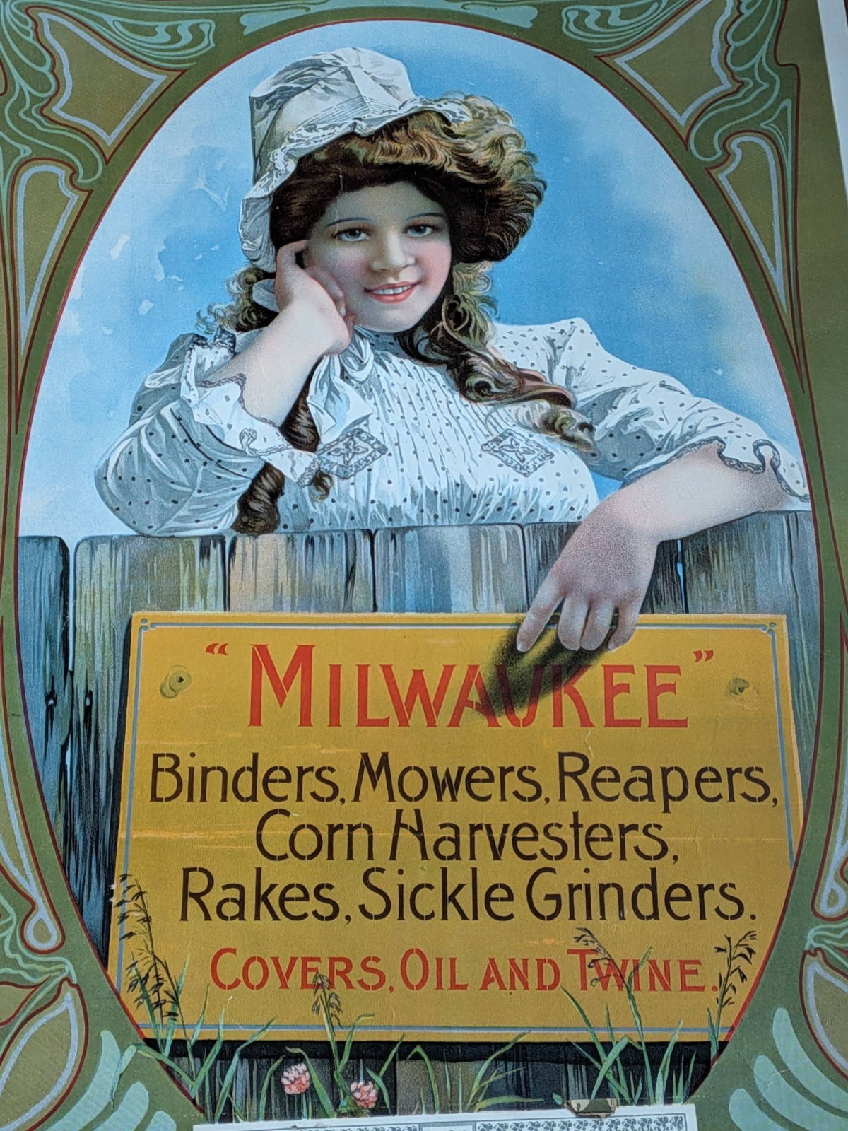 Milwaukee Leads International Harvester Oil Advertising Lithograph Sign Calendar