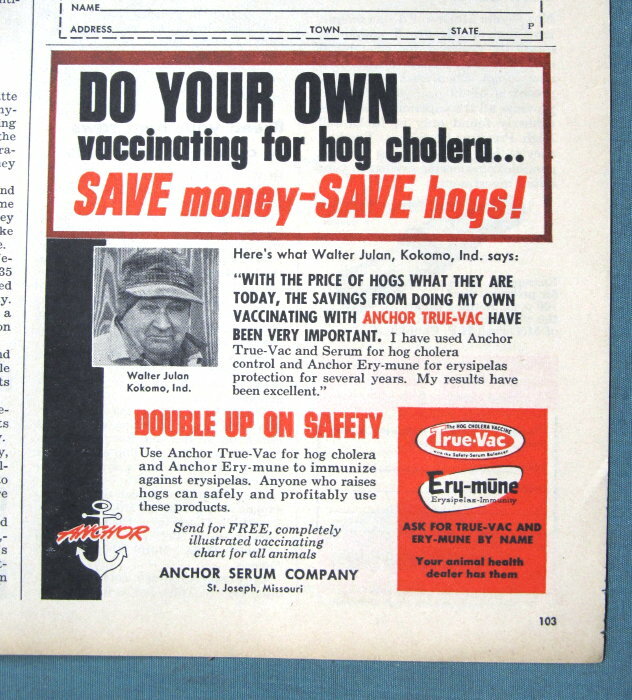 Original 1956 Animal Care Ad Features Walter Julan of Kokomo Indiana