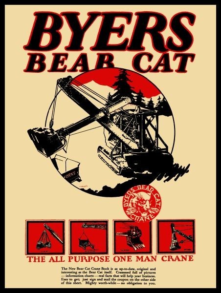 1926 Style BYERS Bear Cat One Man Crane, Ravenna New Metal Sign: 9×12&Prime; Free Ship