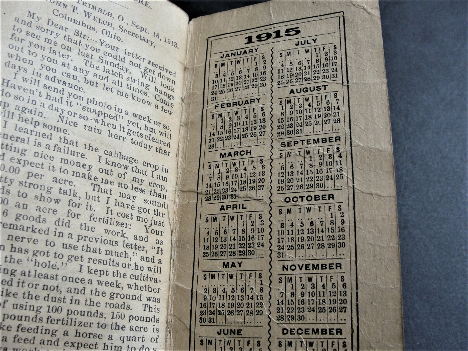 High Grade Fertilizers- The Independent Packers Fertilizing Co. 1914 Memo Book.