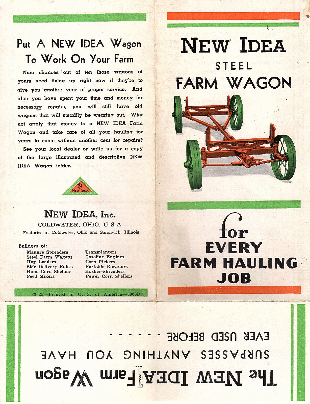 New Idea Steel Farm Wagon Features Illustrations Vtge Farm Equipment Brochure