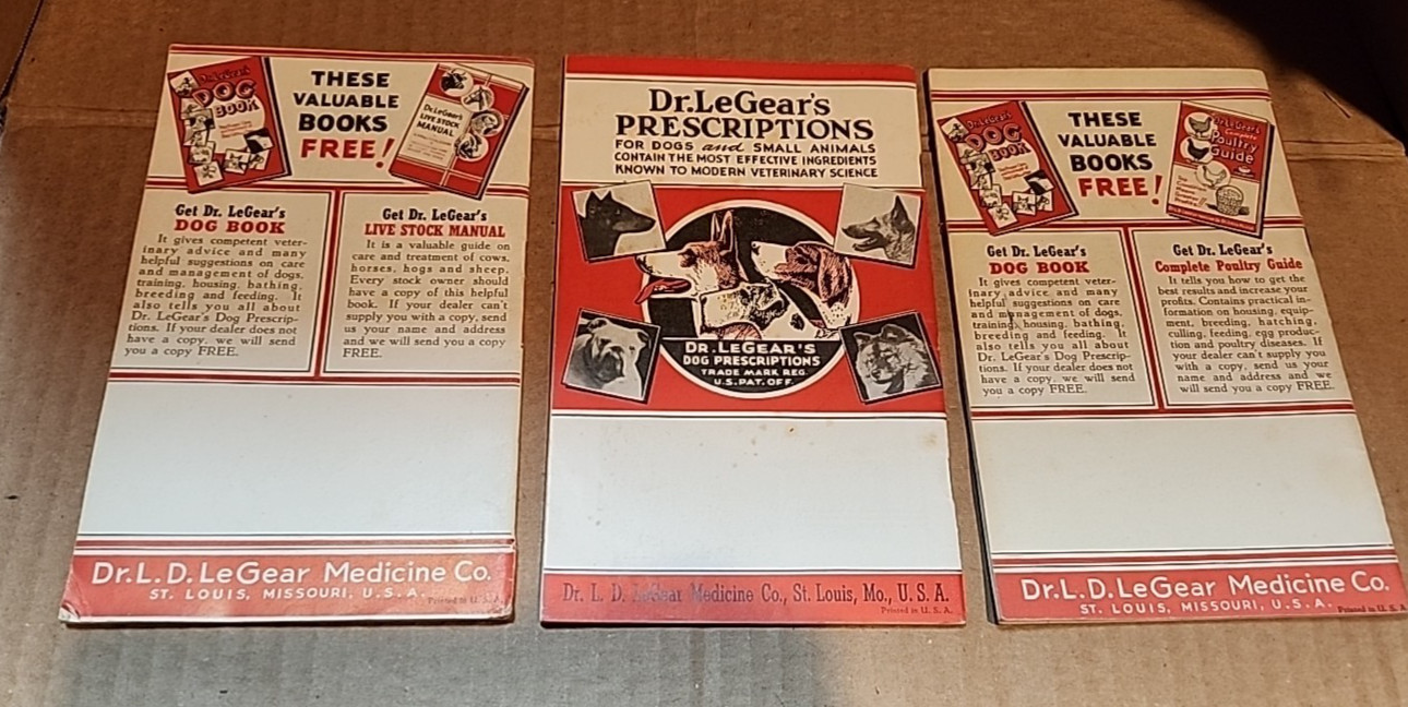 Three 1942 Dr. LeGear&rsquo;s Livestock, Poultry and Dog guides/manuals