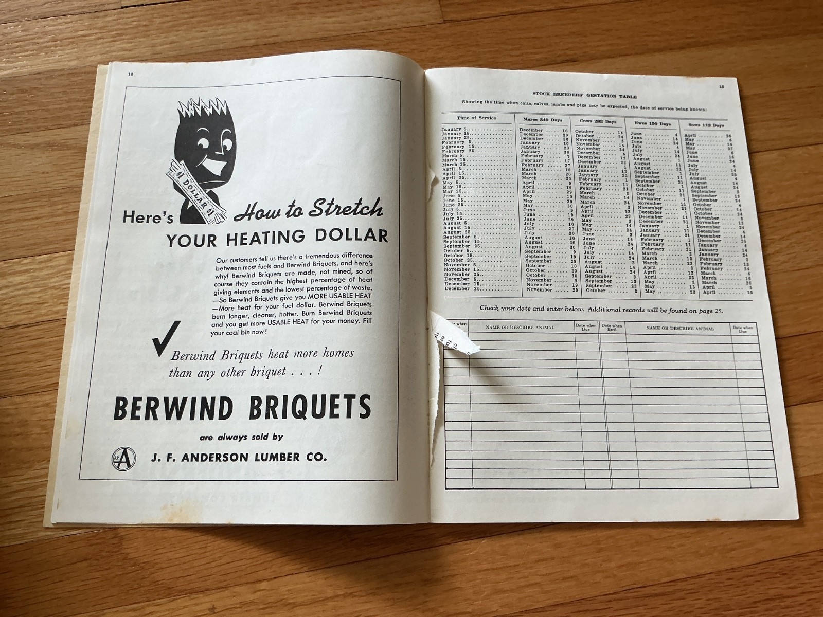 1950 Farm Acct. Record Book – J. F. Anderson Lumber Co. Minnesota, Iowa, Dakotas