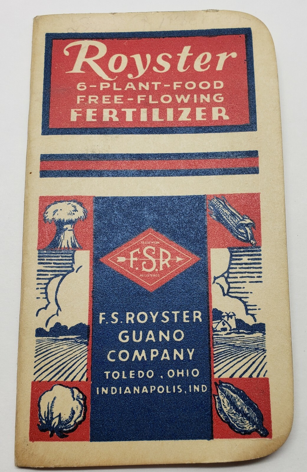 VINTAGE 1949 ROYSTER FERTILIZER NOTE PAD GUANO CO. TOLEDO OHIO INDIANAPOLIS IN.