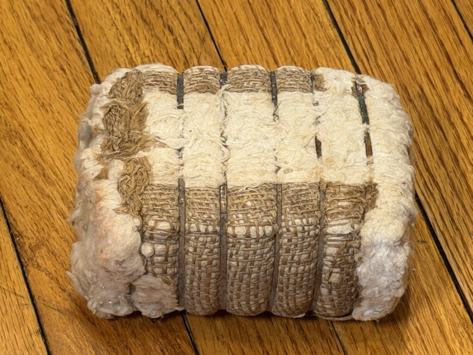 Vintage Miniature Texas Cotton Bale – 5.5&Prime; Real Cotton & Burlap Display Replica