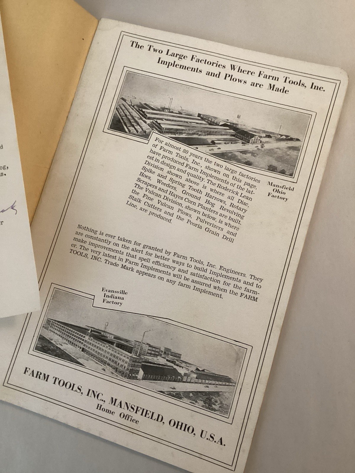 1940’s FARM TOOLS INCORPORATED TRADE CATALOG Farm Equipment MANSFIELD OH Vintage