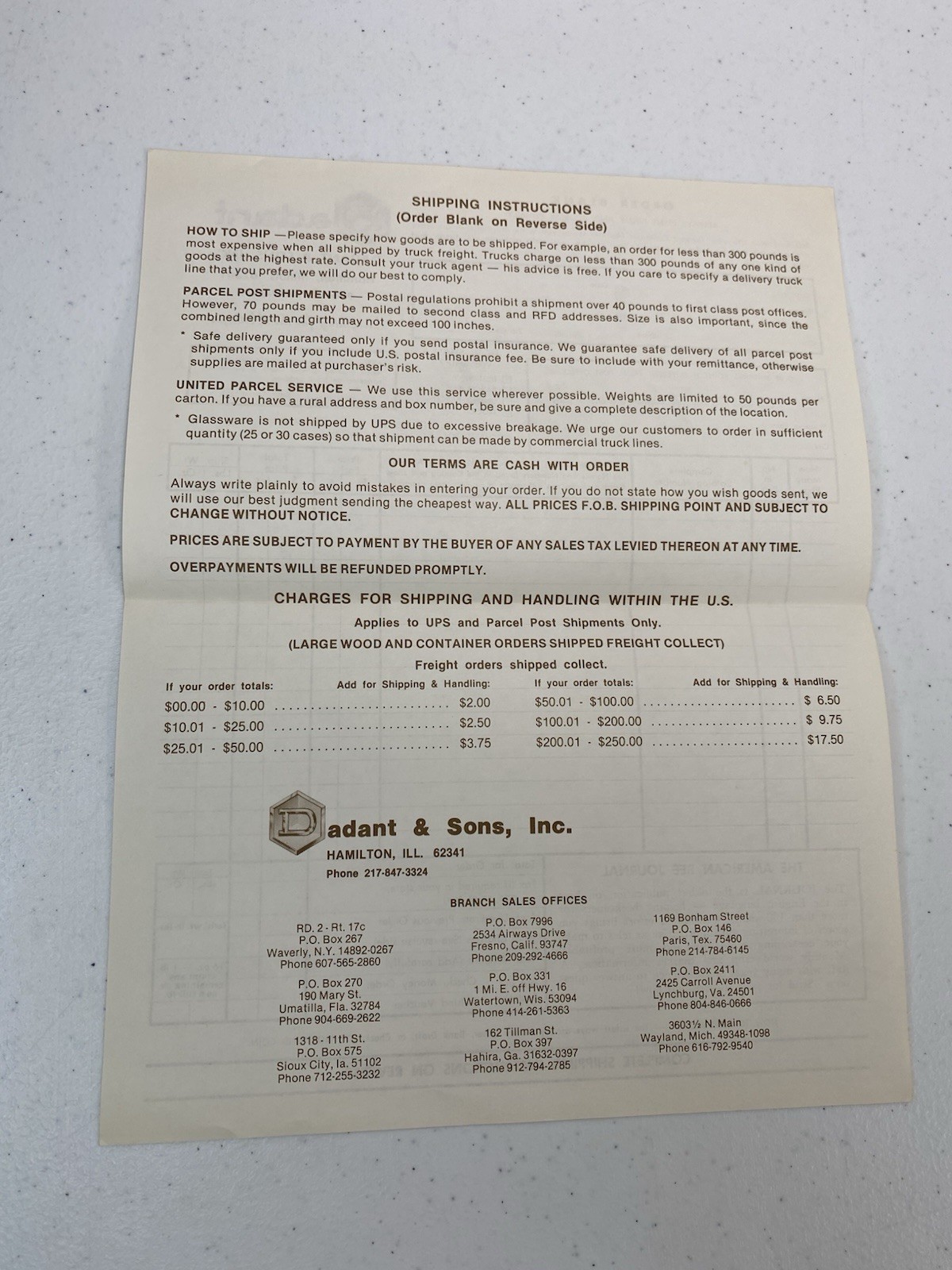 Dadant Beekeepers 1983 Catalog Envelope Order Form