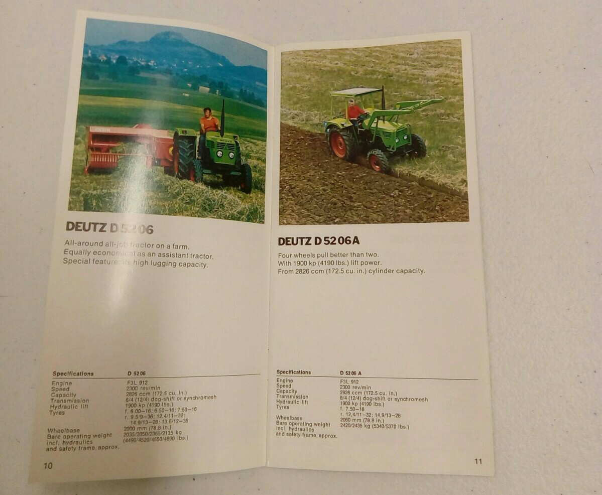 VINTAGE 1976 DEUTZ 06 SERIES TRACTOR BROCHURE MODEL D-30 to D-130 PRINTED 8/1976