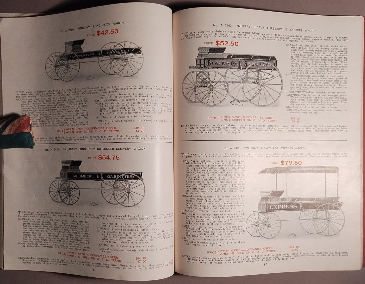 1906 Murray Carriage Buggy Delivery Wagon Cincinnati OH Catalog Original B1-17