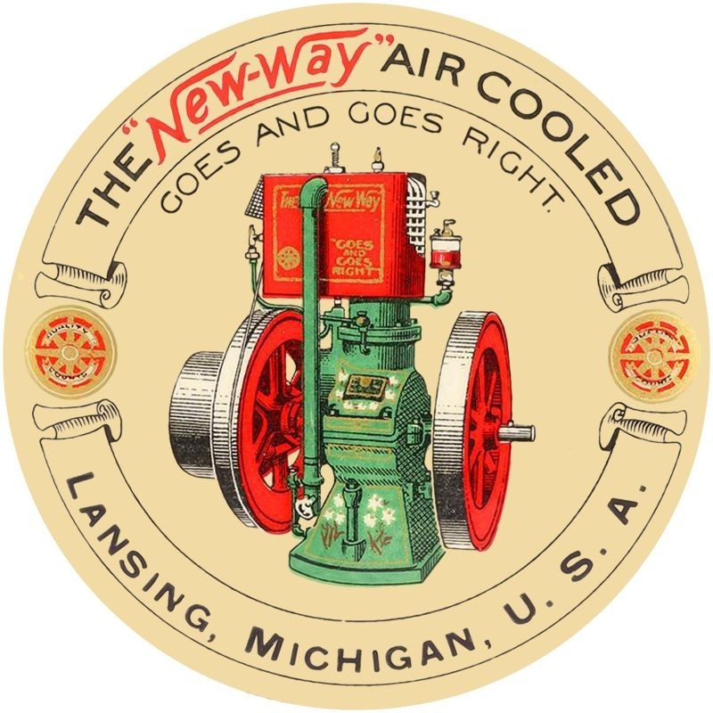 NEW WAY Air Cooled Gas Engines, Lansing Michigan NEW METAL SIGN: 12&Prime; Dia. Round