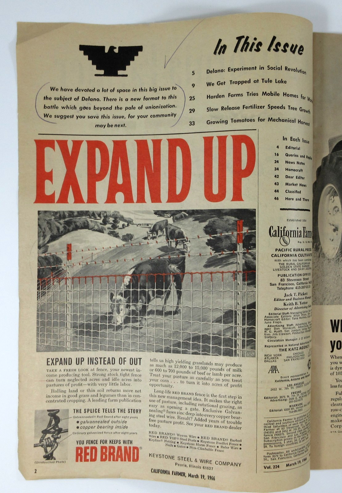 United Farm Workers Grape Boycott Caesar Chavez Farmer Magazine Delano CA 1966