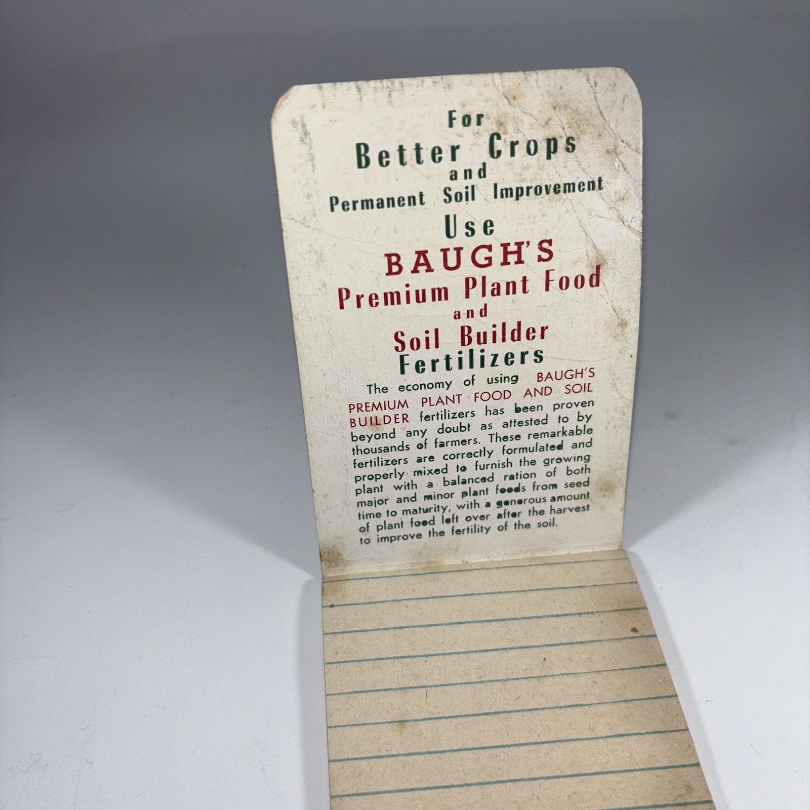 Vintage Baugh&rsquo;s Premium Plant Food & Soil Builder Unused Pocket Notebook Pad