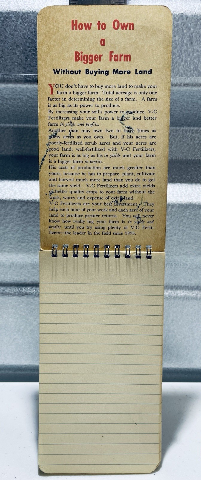 Vintage 1955 VC Fertilizers 60th Anniversary Notepad Advertising Farm/Agri