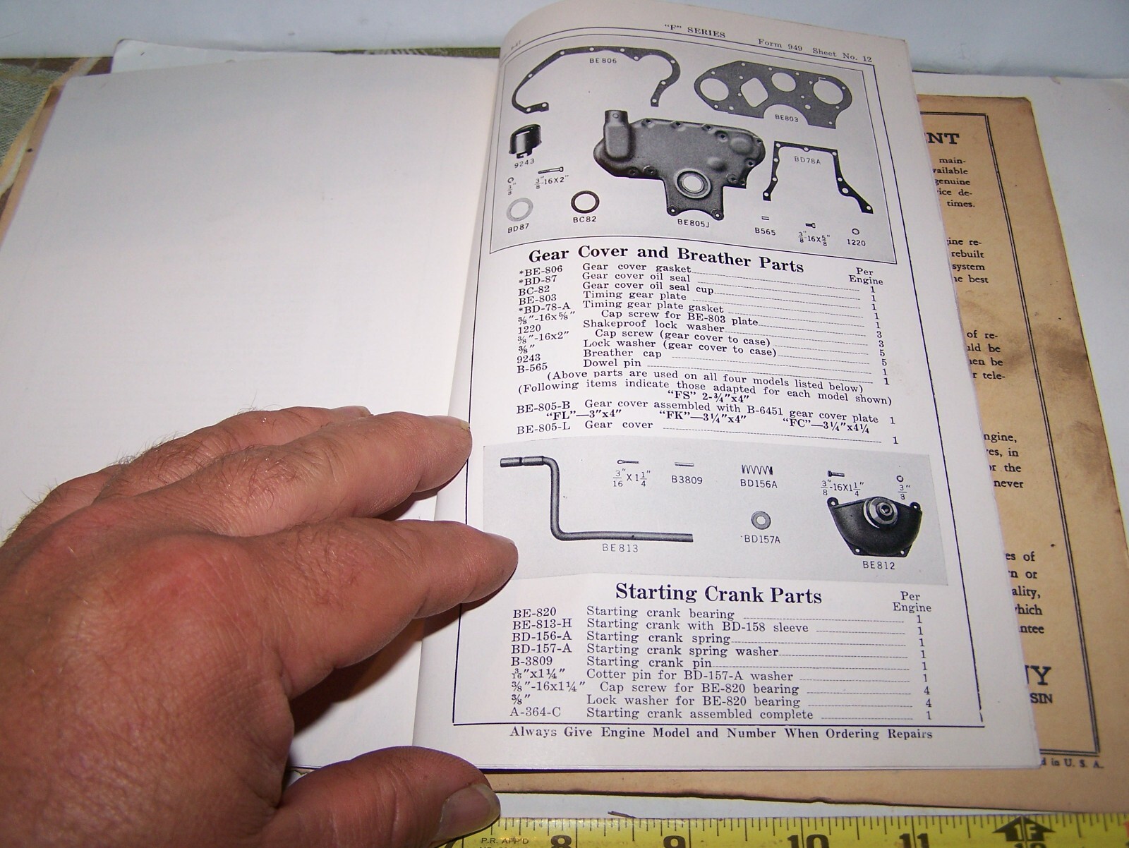 WAUKESHA FC Tractor Engine Power Unit Parts Book List Hit Miss Gas Engine Steam