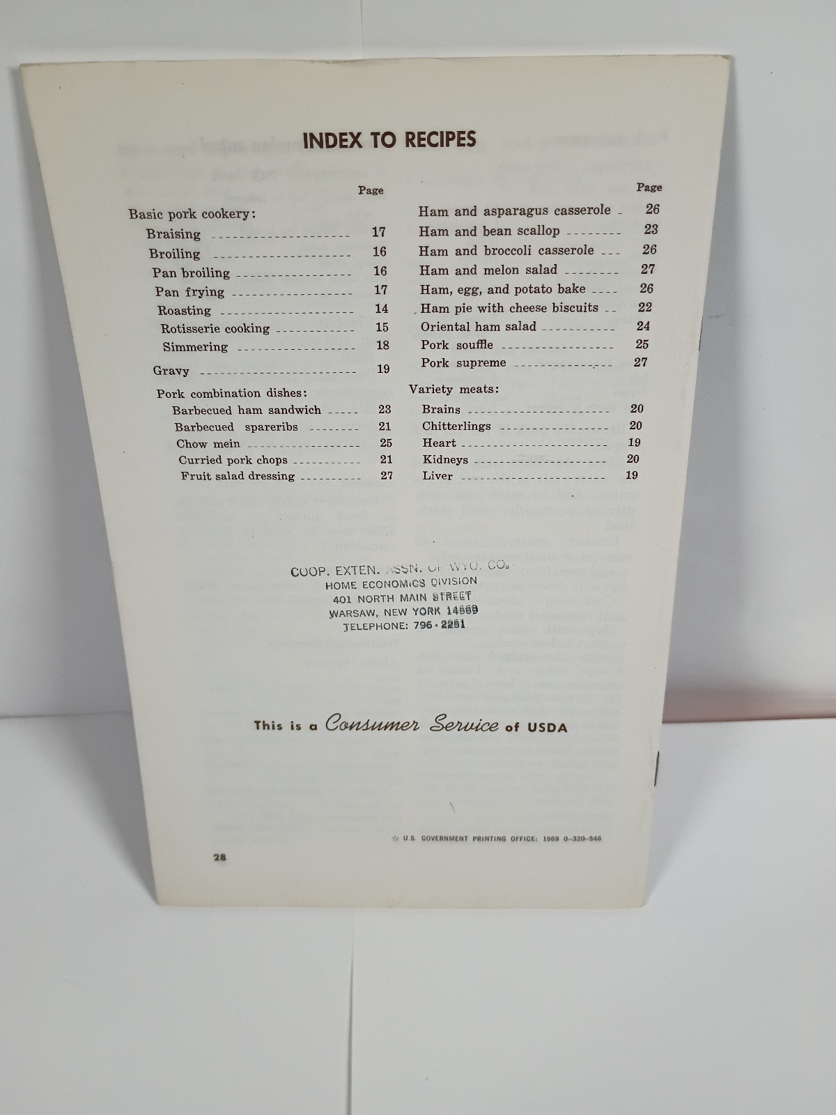 1970&rsquo;s US Department Of Agriculture &lsquo;Pork In Family Meals