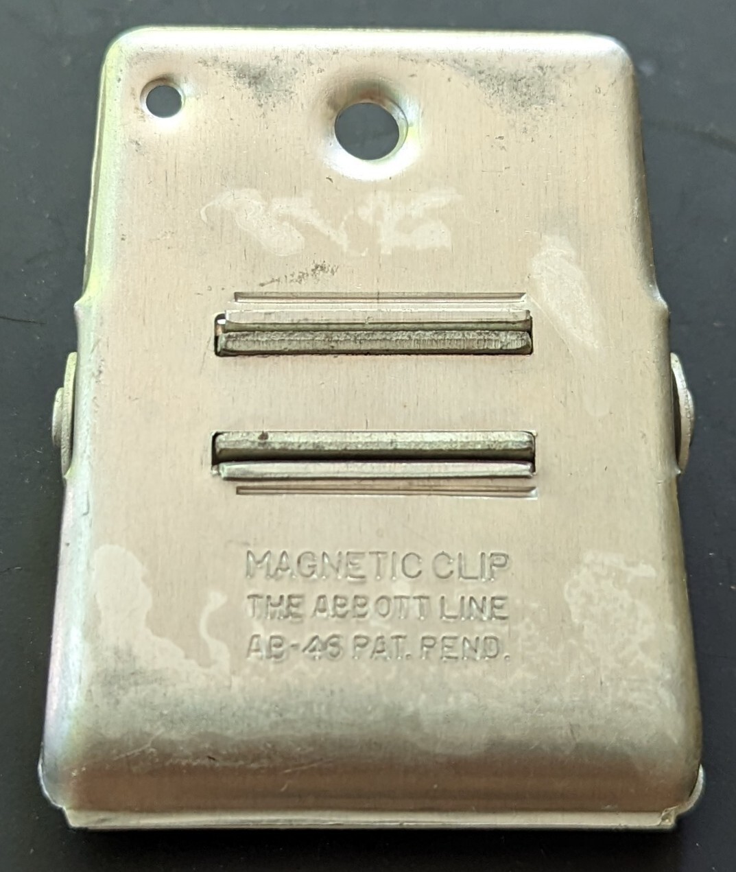 Vintage Pontiac Stone Company Advertising Metal Clip, Refrigerator Paper Clip