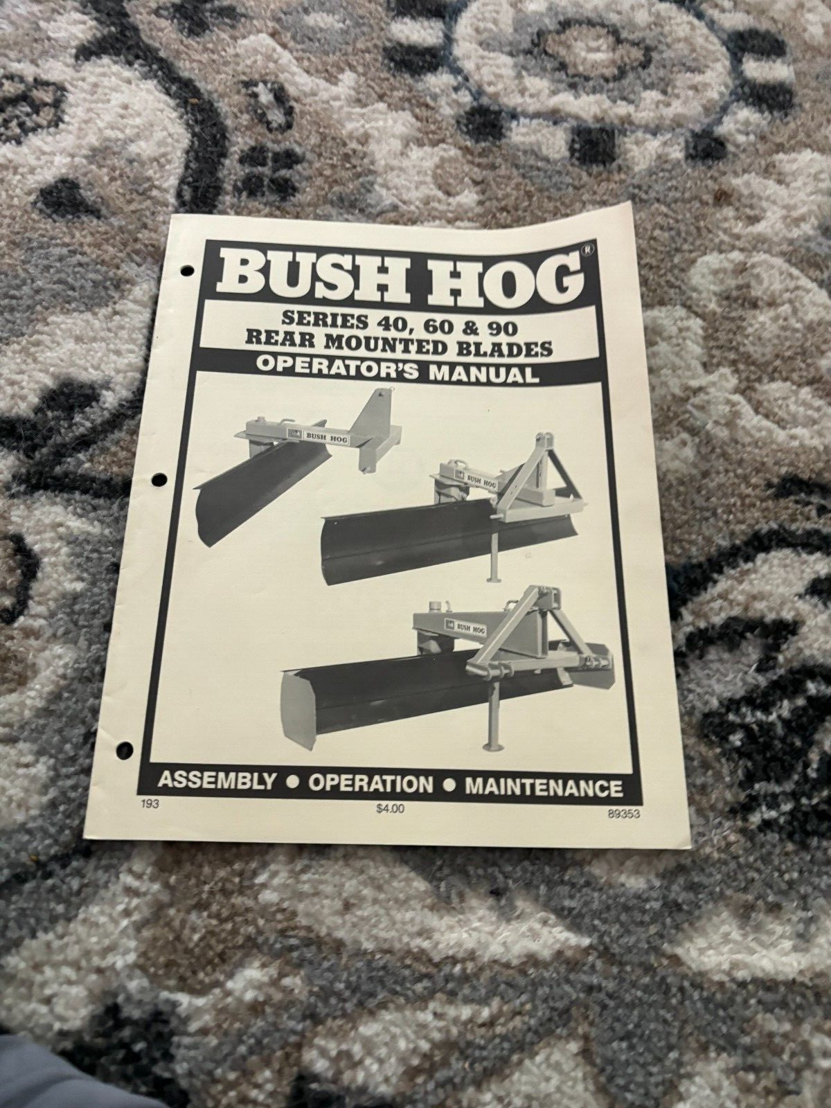 Bush Hog 40 60 90 Rear Mounted Blade Operator&rsquo;s Manual FCCA24