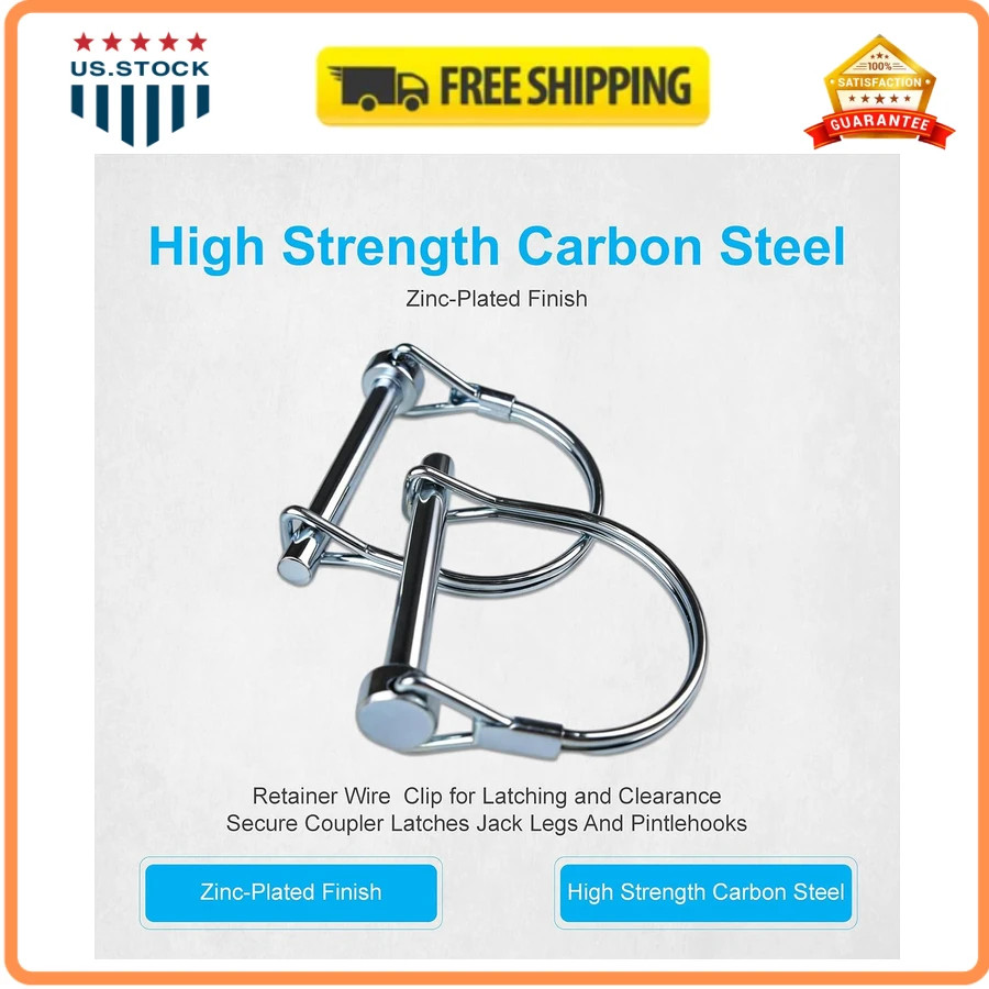 10 Pack Trailer Coupler Hitch Pin 2-1/8 x 1/4 Inch Heavy Duty Carbon Steel Pins