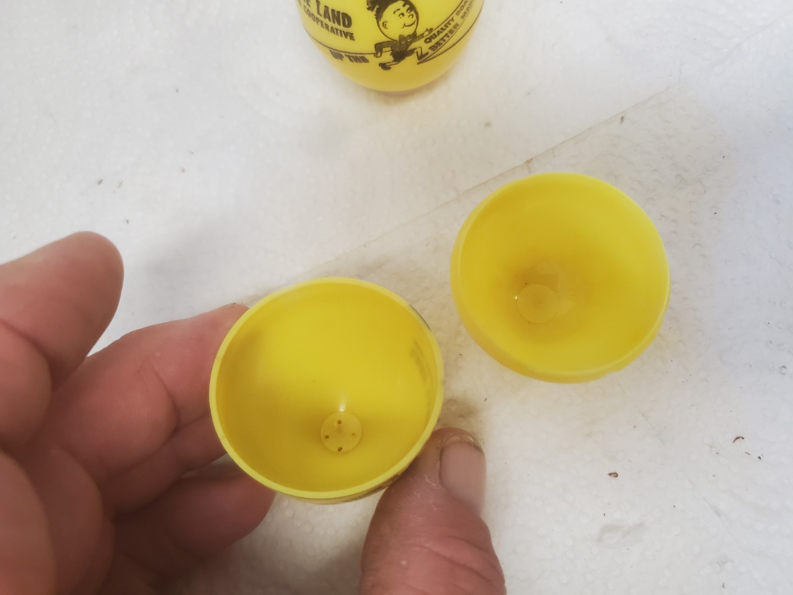 Yellow Plastic Egg Shaped Salt & Pepper Shakers Lake Land Egg Cooperative