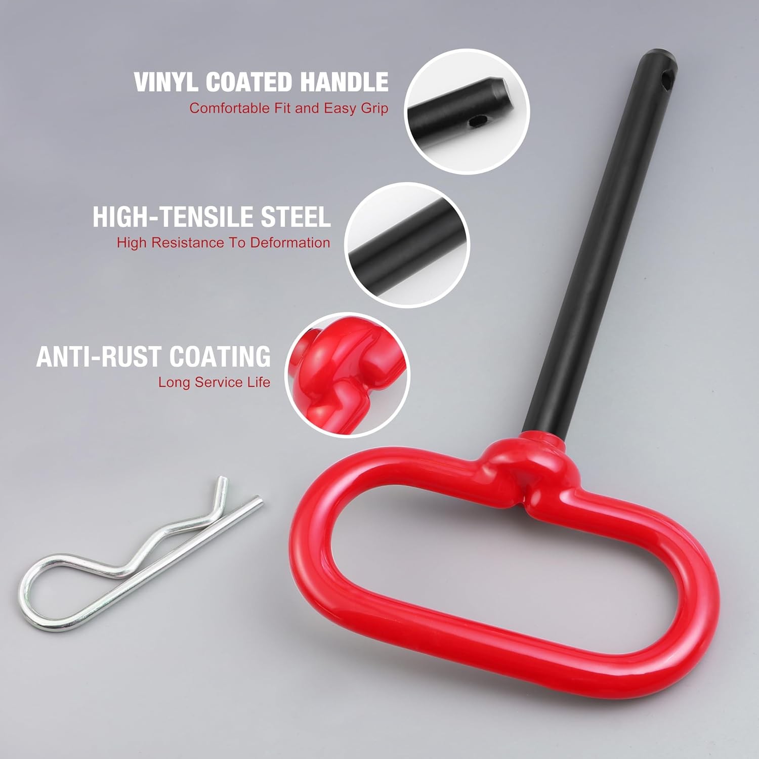 Trailer Hitch Pin, 3/8 x 4 Inch Tractor Hitch Pin with R-Clip Pin for Lawn Mower