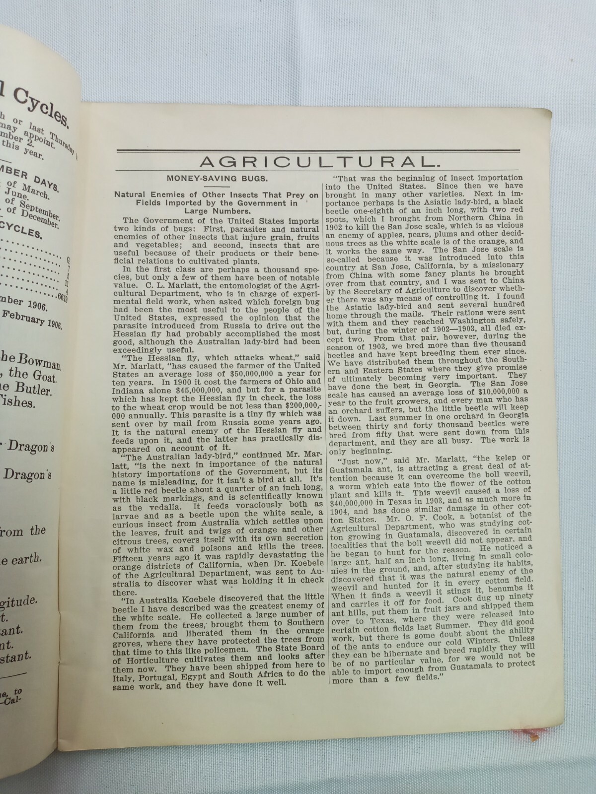 Vintage 1906 John Bear Baer&rsquo;s Agricultural Almanac Lancaster, PA Antique Farmers
