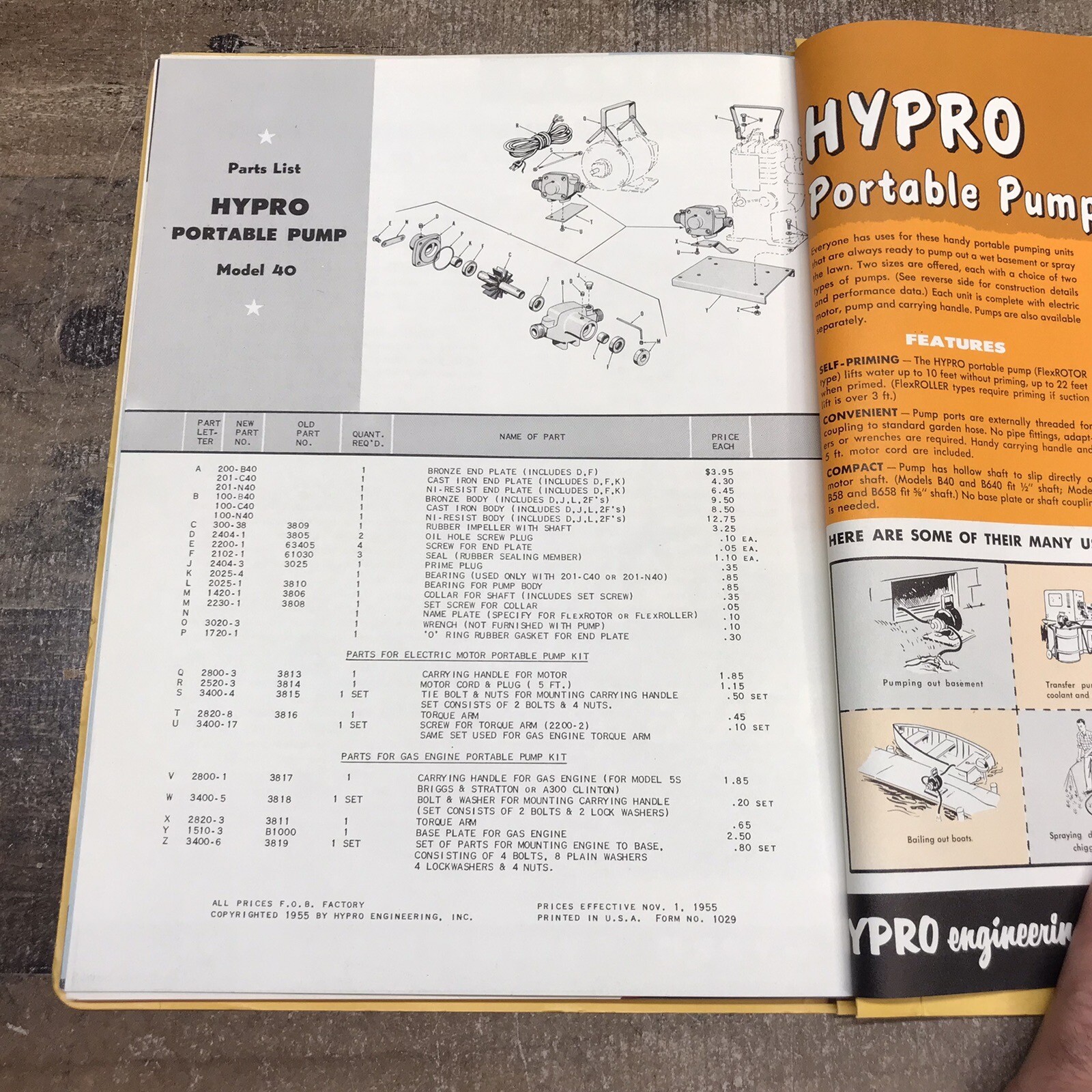 Vintage HYPRO Pumps Dealer Catalog Sales Flyer Specs Book Printed In USA 1957