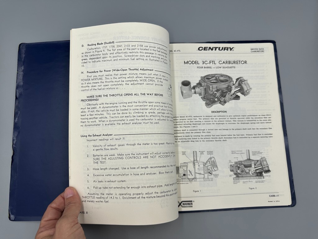 1970 Century LP Gas Carburetion ALLIS CHALMERS LIFT Ford Pinto Manual Catalog